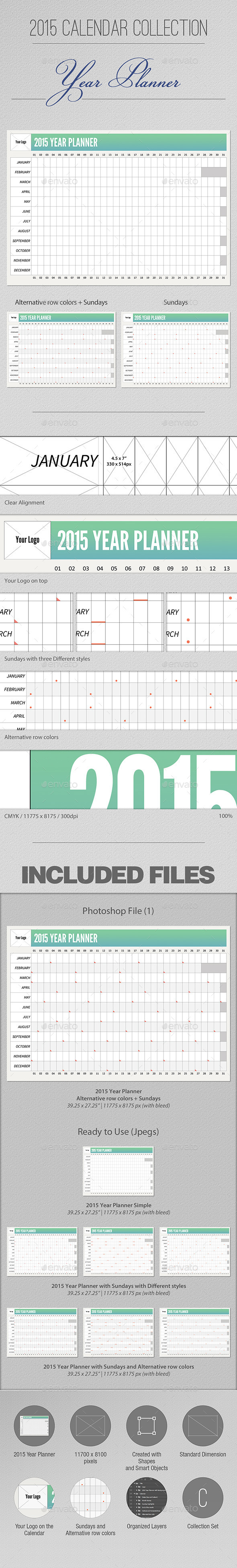 2015 Calendar Collection - Year Planner - Calendars Stationery