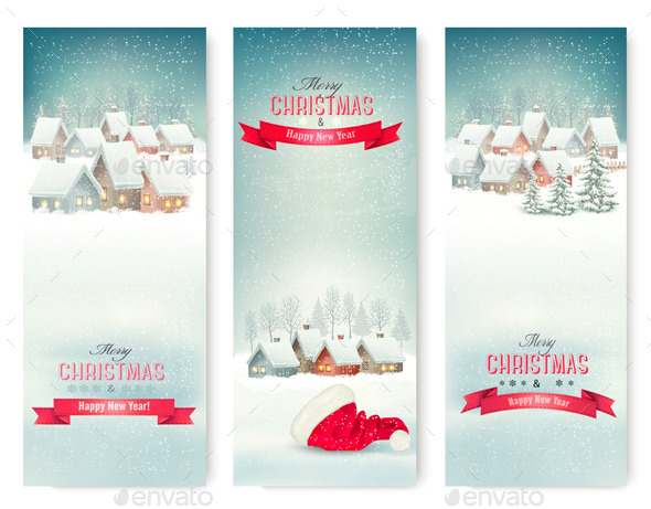 Holiday Christmas Banners with Villages - Christmas Seasons/Holidays