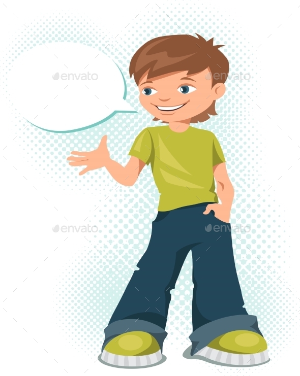 Young Teen Boy Says Something - People Characters
