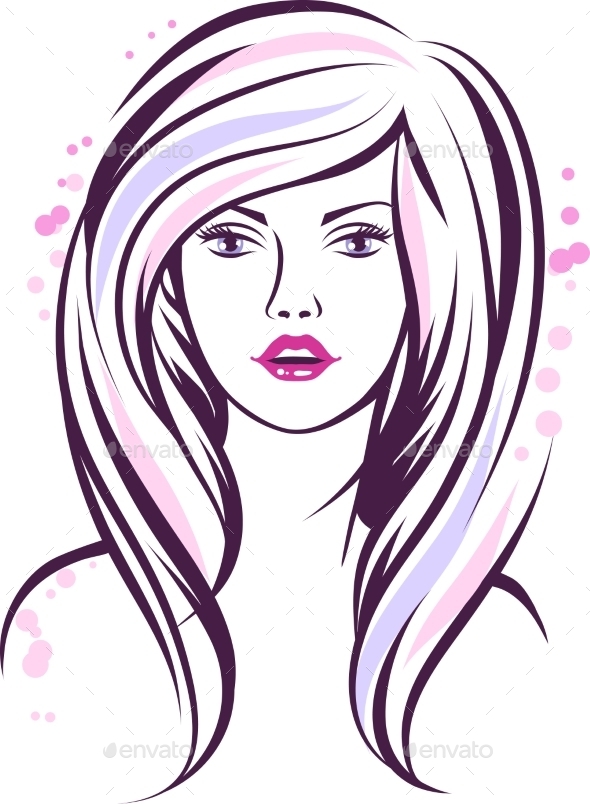 Woman with Long Hair - Decorative Symbols Decorative