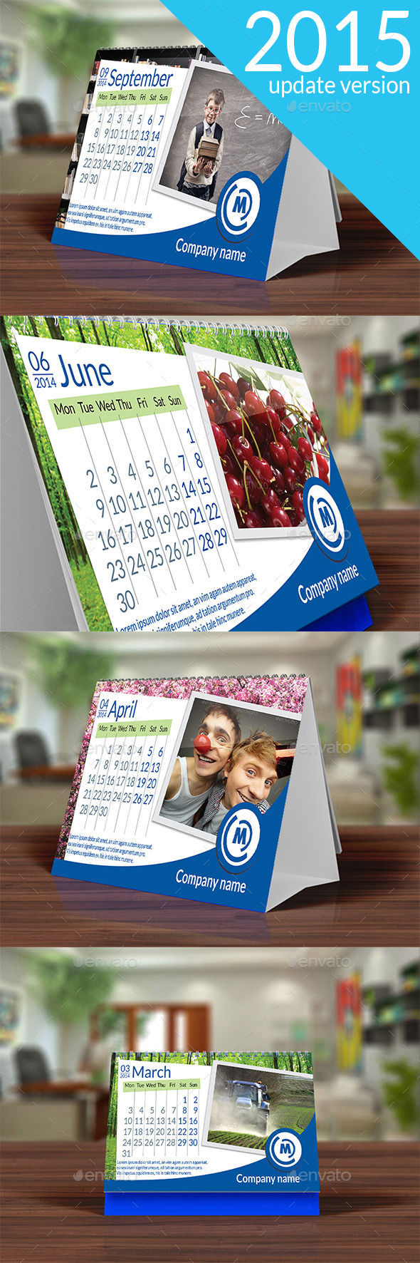 Desk Calendar 2015 Blue - Calendars Stationery