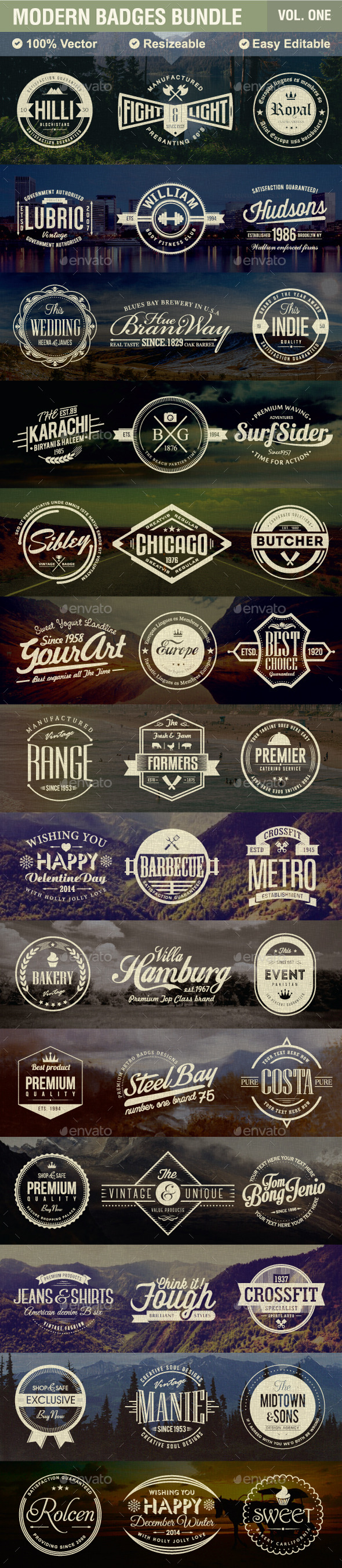Modern Badges Bundle - Badges & Stickers Web Elements