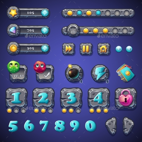 Game Buttons - Monsters Characters