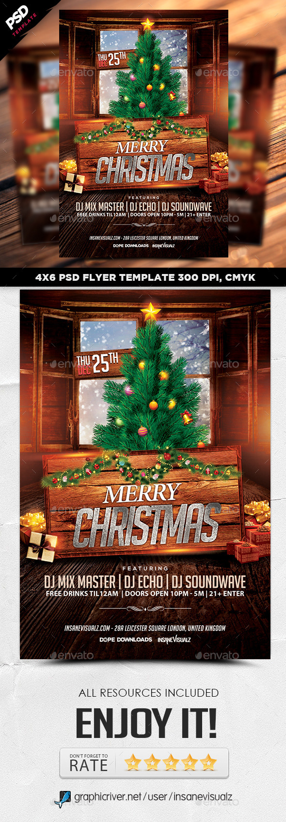 Merry Christmas Flyer Template - Holidays Events