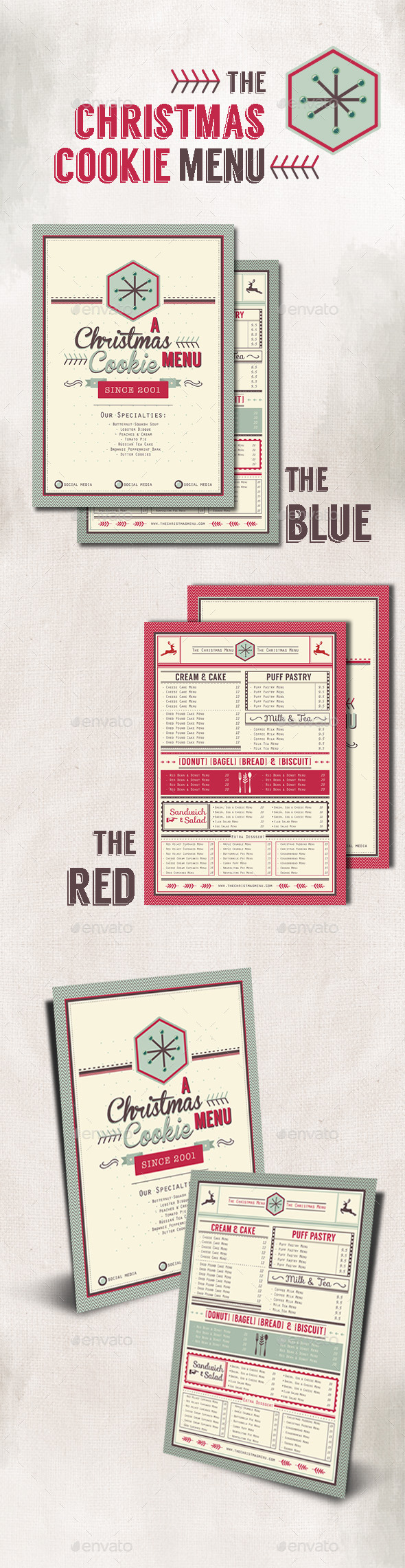 Christmas Cookie Menu - Food Menus Print Templates