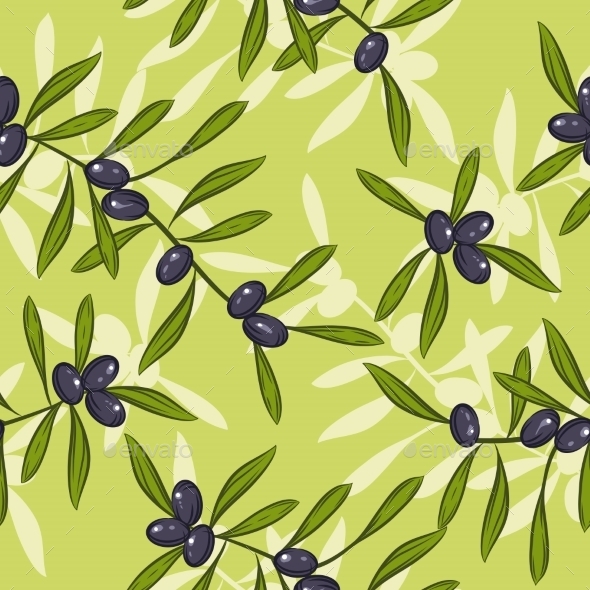 Seamless Olive Oil Background - Food Objects