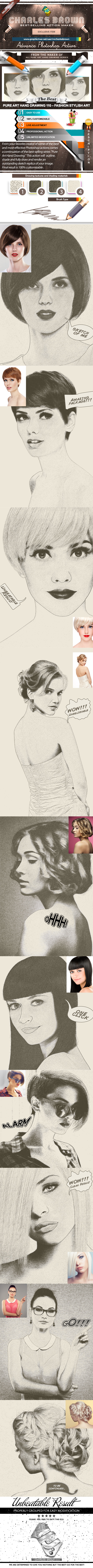 Pure Art Hand Drawing 110 – Fashion Stylish Art - Photo Effects Actions