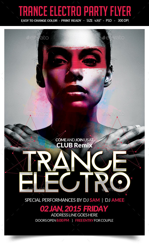 Trance Electro Party Flyer - Clubs & Parties Events