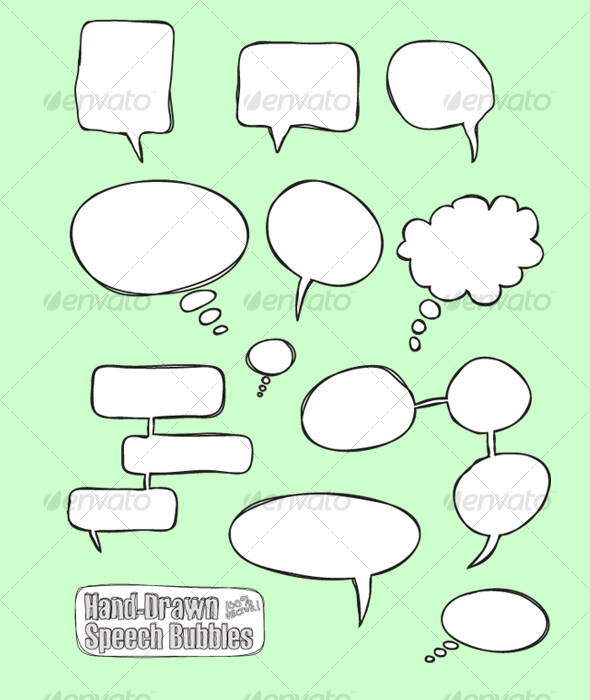Comic Hand Drawn Speech Bubbles (vector) - Decorative Vectors