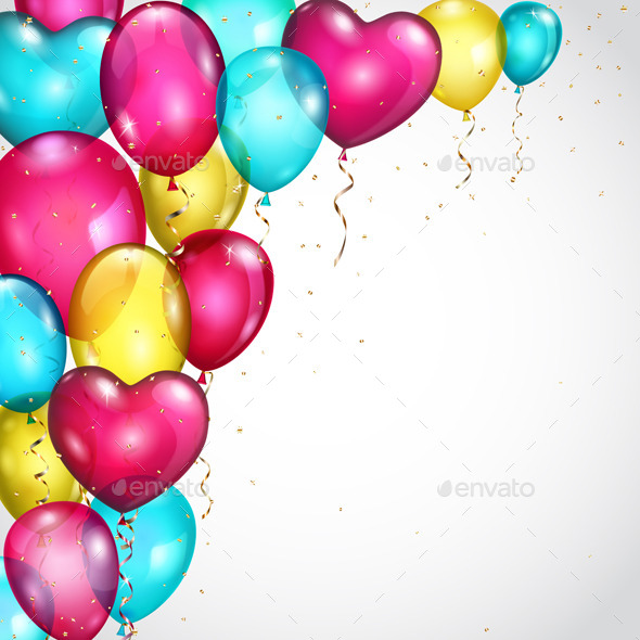 Background with Many Colored Balloons - Miscellaneous Seasons/Holidays