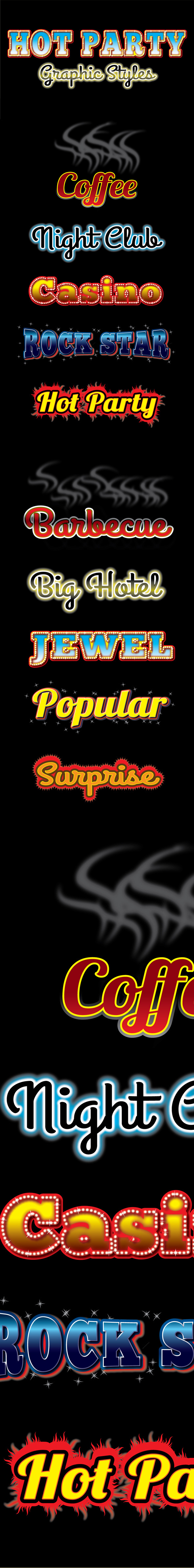 Hot Party Graphic Styles for Ai - Styles Illustrator