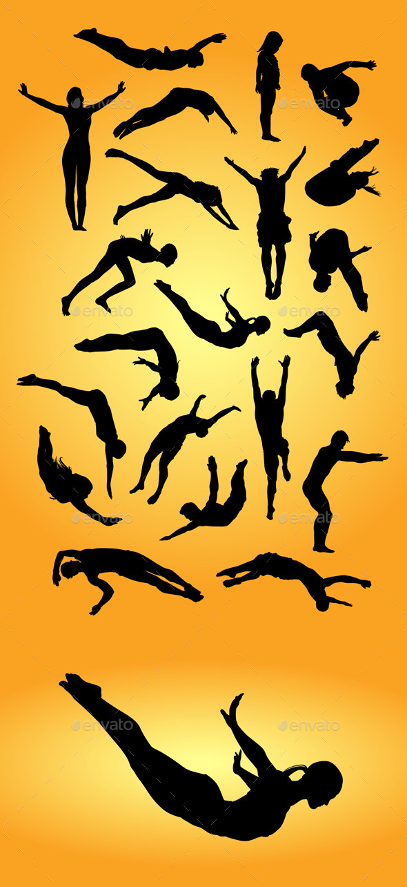 Jump Dive Sport Silhouettes - Sports/Activity Conceptual
