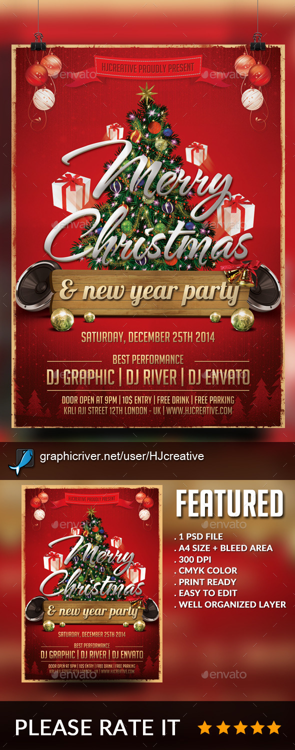 Merry Christmas Poster Flyer Template Vol. 1 - Clubs & Parties Events