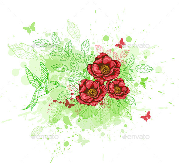Abstract Background with Red Flowers - Flowers & Plants Nature