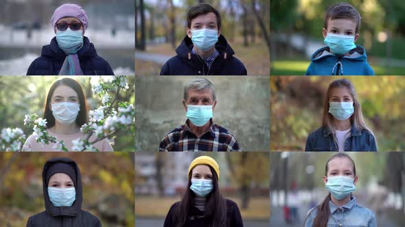 Group of People Wearing Face Protection Mask in Prevention for Coronavirus Covid 19