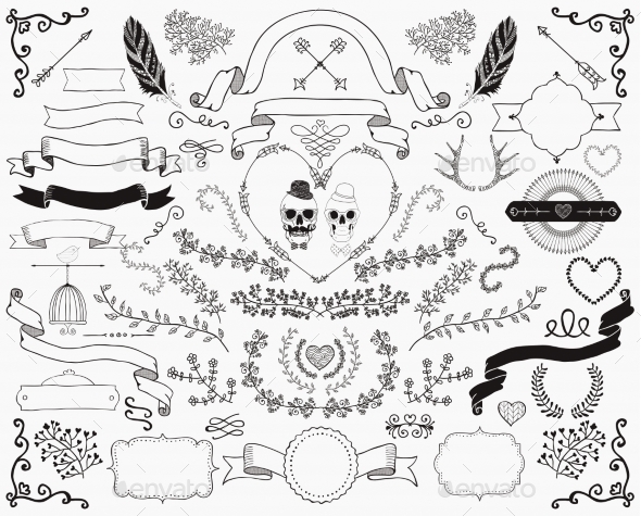 Hand-Drawn Doodle Design Elements - Decorative Vectors
