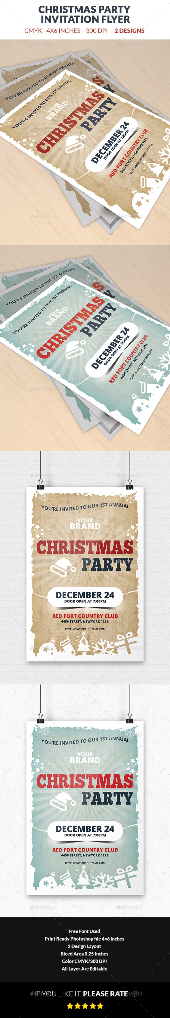 Christmas Party Invitation Flyer Template