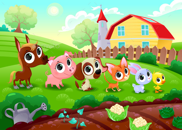 Farm Animals in the Garden - Animals Characters