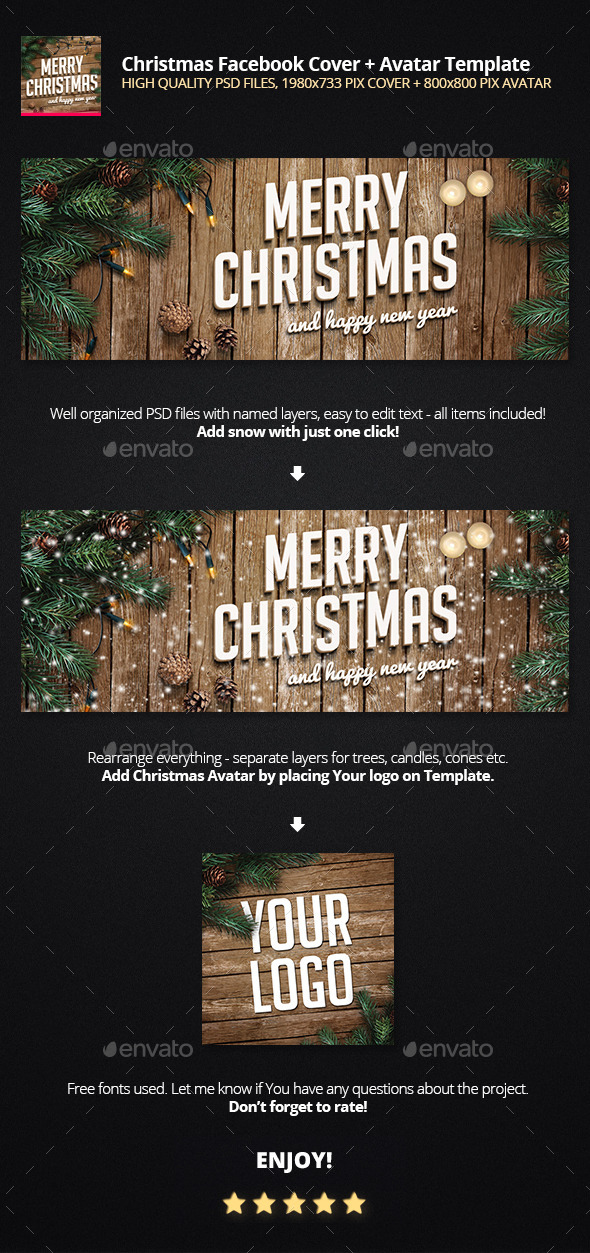 Christmas Facebook Cover + Avatar Template - Facebook Timeline Covers Social Media