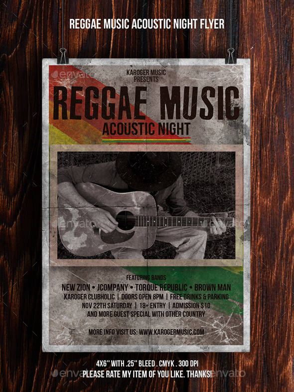 Reggae Music Acoustic Flyer - Events Flyers