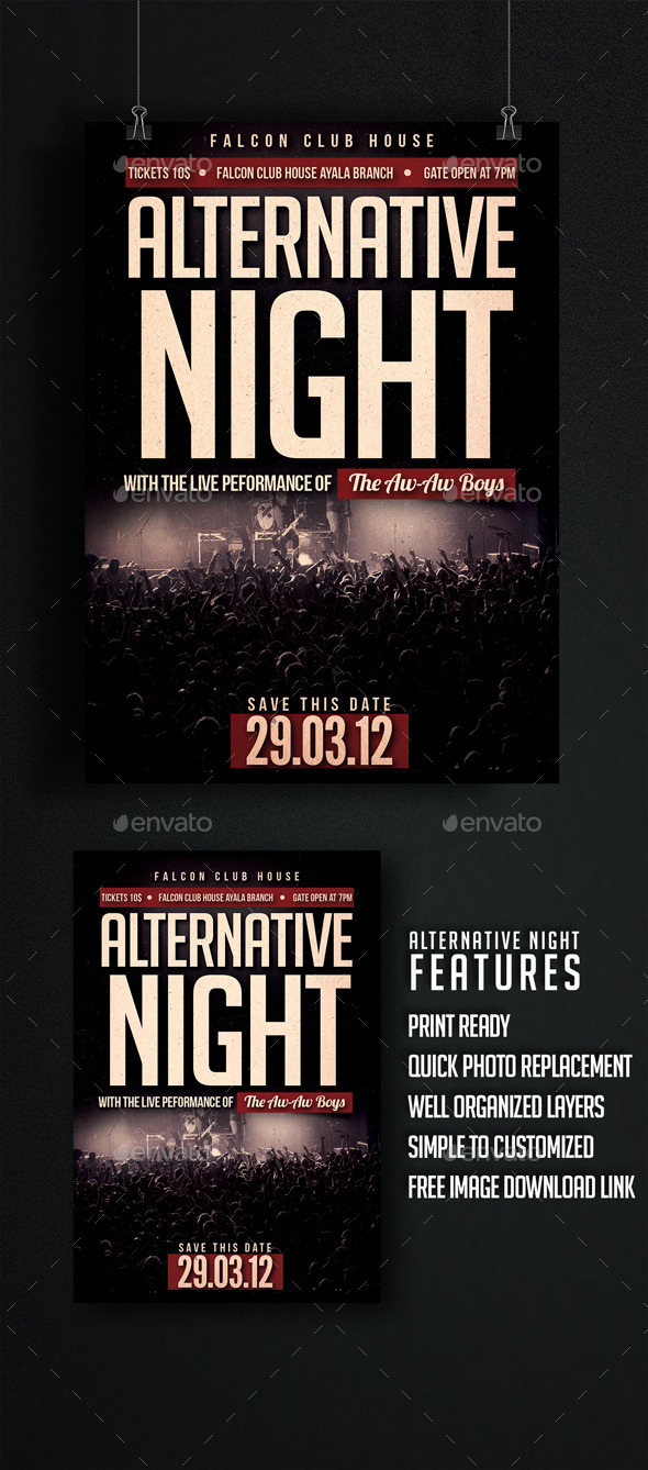 Alternative Night Flyer - Concerts Events
