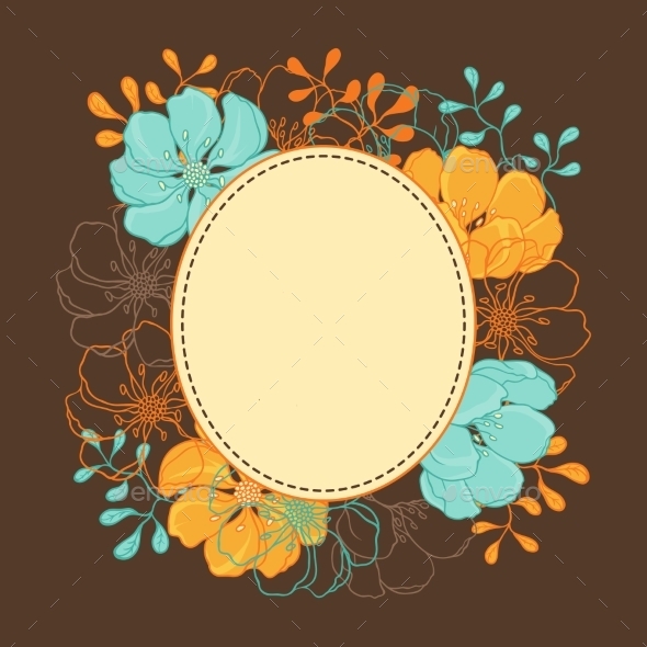 Background with Hand Drawn Stylish Flowers - Flourishes / Swirls Decorative