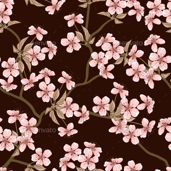 Cherry Blossom Seamless Pattern - Flowers & Plants Nature