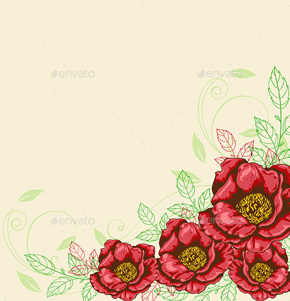 Background with Red Flowers - Flowers & Plants Nature