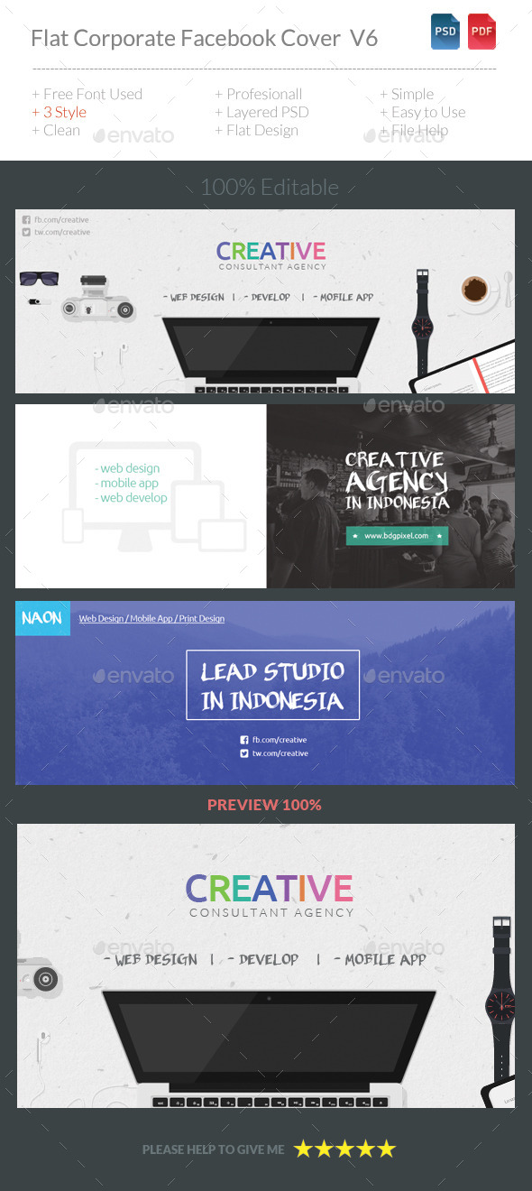 Flat Corporate Facebook Cover V6 - Facebook Timeline Covers Social Media