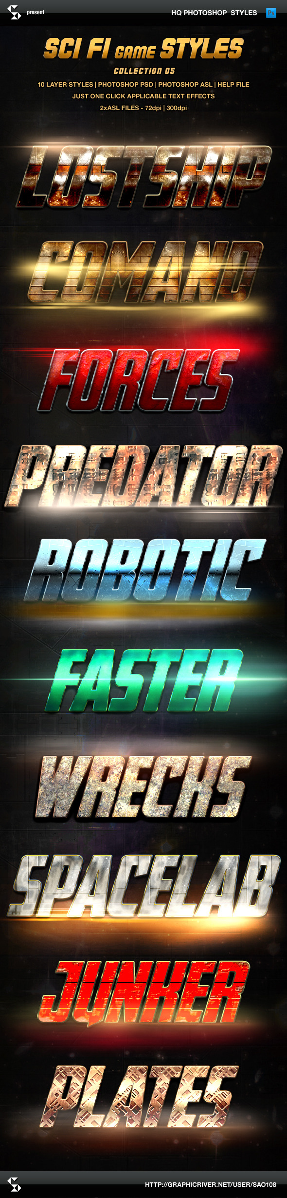 Sci-fi Game Styles - Collection 5 - Text Effects Styles
