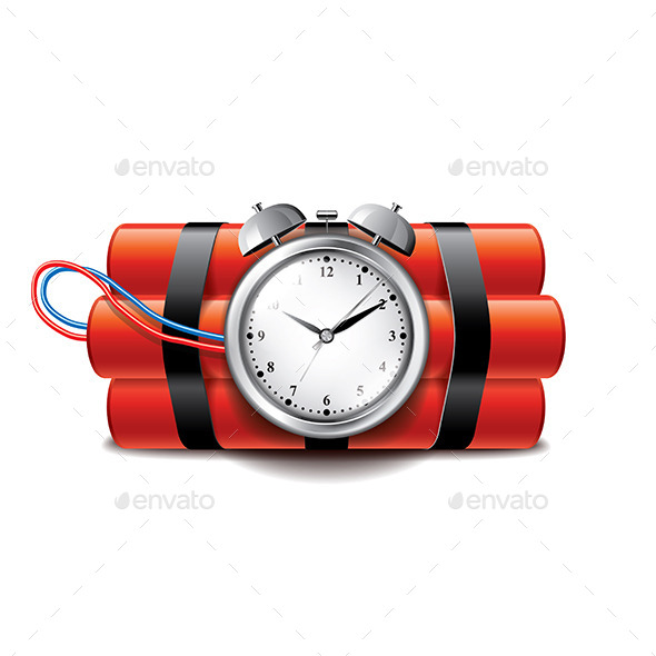 Bomb with Clock Timer - Man-made Objects Objects