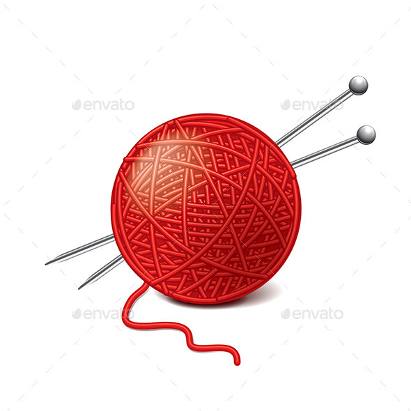 Yarn Ball and Needles - Man-made Objects Objects