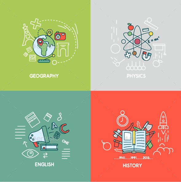 Geography, Physics, English, History - Conceptual Vectors