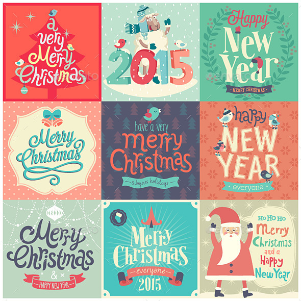 Christmas Set of Labels and Emblems - Christmas Seasons/Holidays