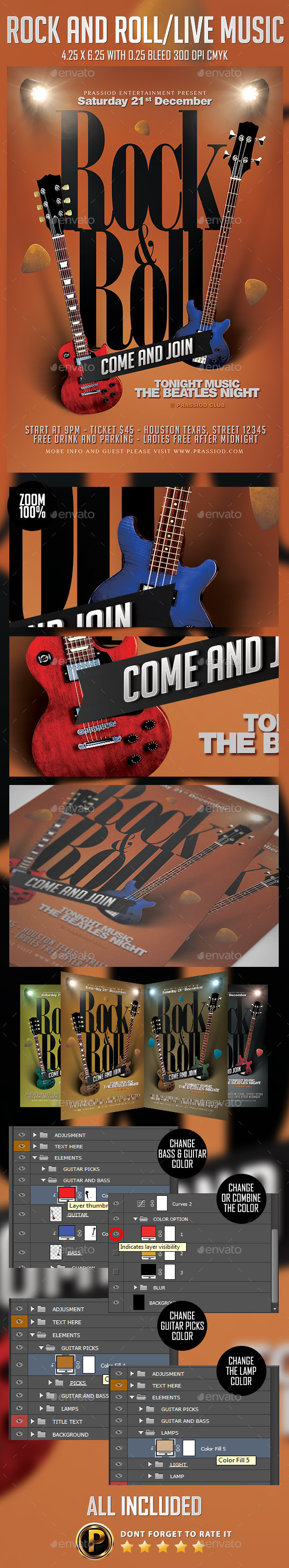 Rock And Roll/Live Music Flyer Template - Concerts Events