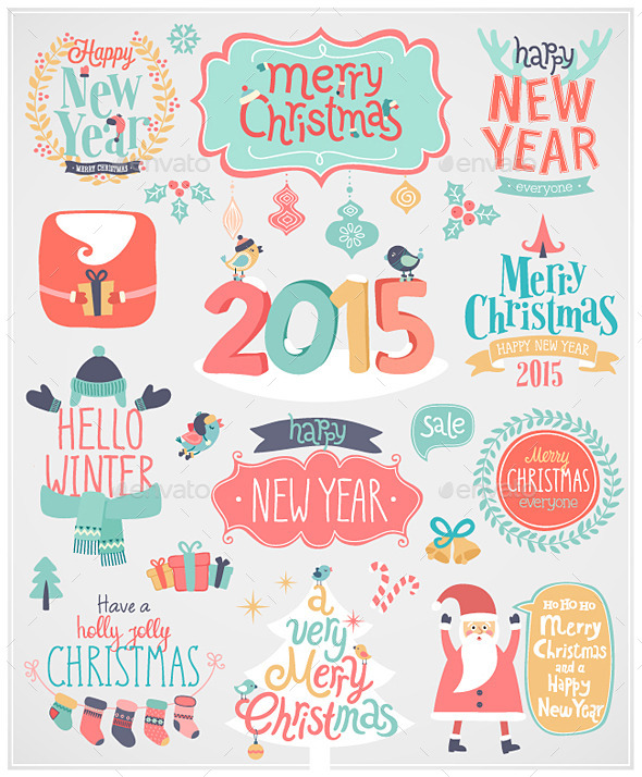 Christmas Set of Labels and Emblems - Christmas Seasons/Holidays