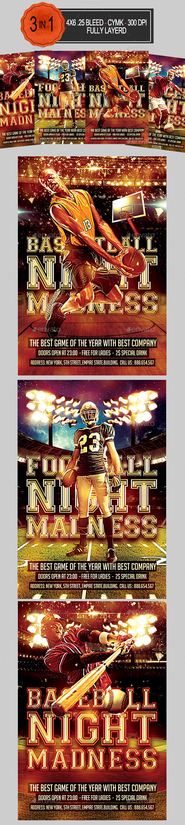 3 in 1 Sport Flyer Bundle - Sports Events