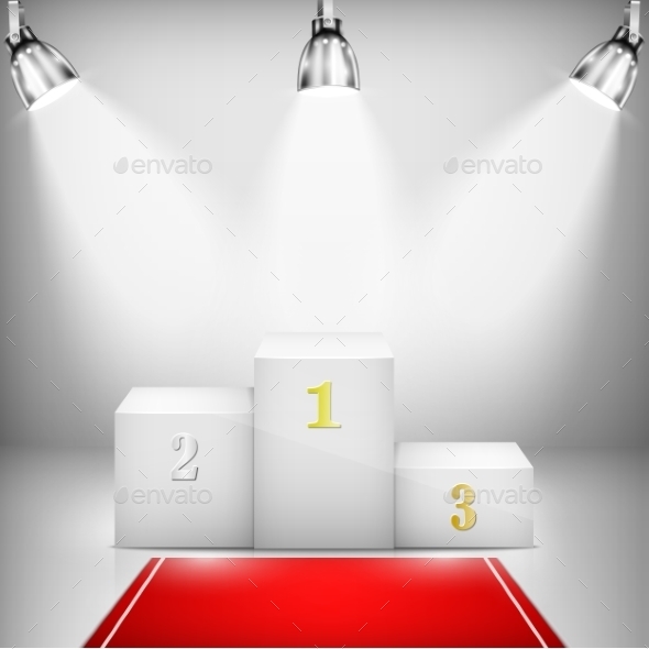 Illuminated Winner Pedestal with Red Carpet - Business Conceptual