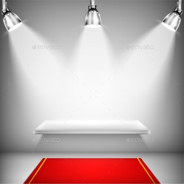 Illuminated Shelf with Red Carpet - Business Conceptual