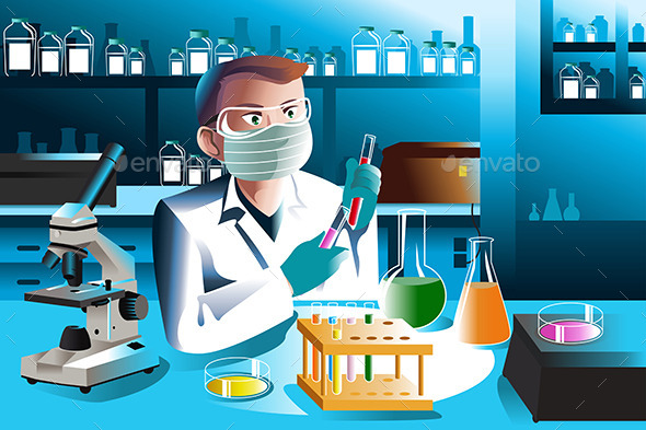 Scientist Working in Laboratory - People Characters