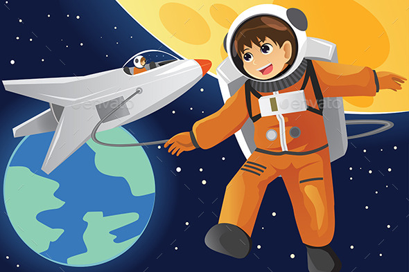 Kid Imagining as an Astronaut - People Characters