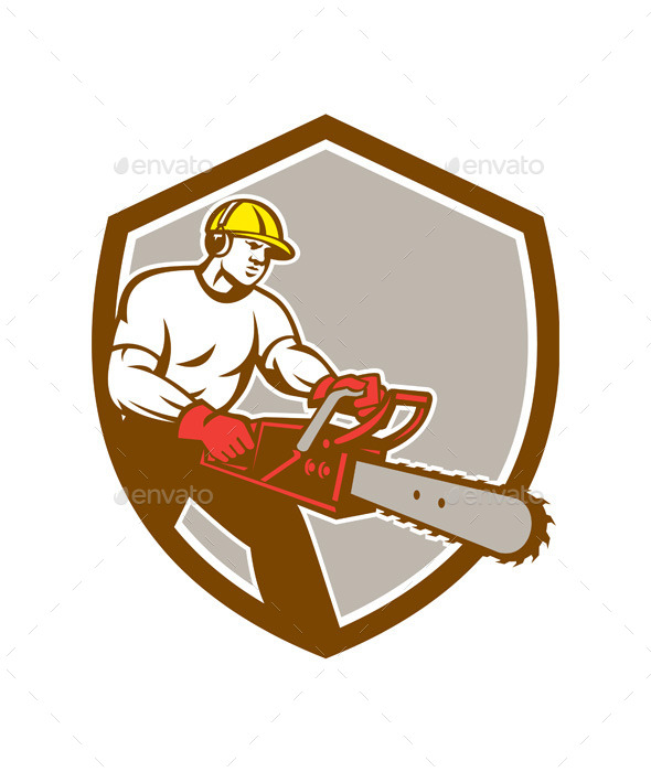 Lumberjack Tree Surgeon Arborist Chainsaw Shield - People Characters