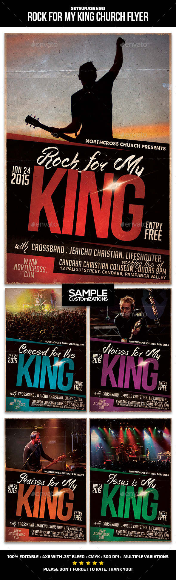 Rock for My King Church Flyer - Church Flyers