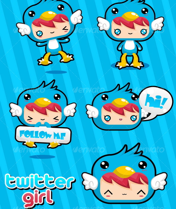Twitter Girl - Characters Vectors