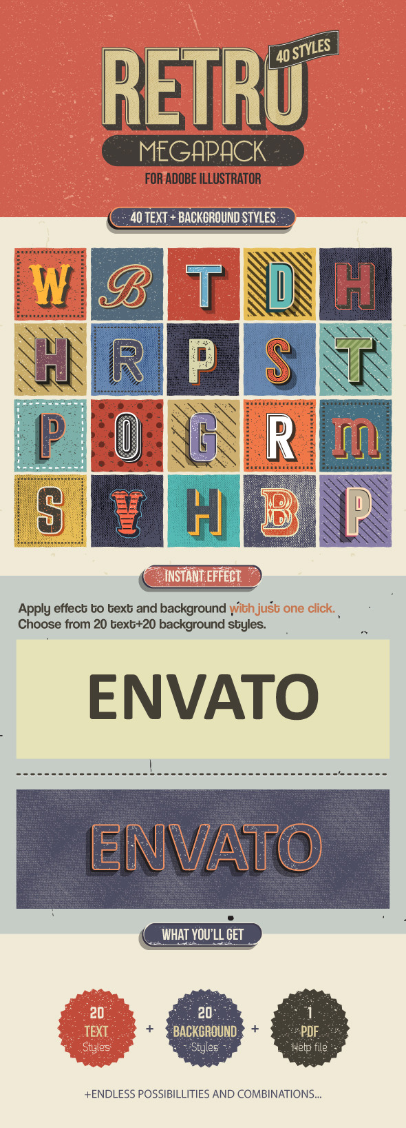 Retro Megapack for Illustrator - Styles Illustrator