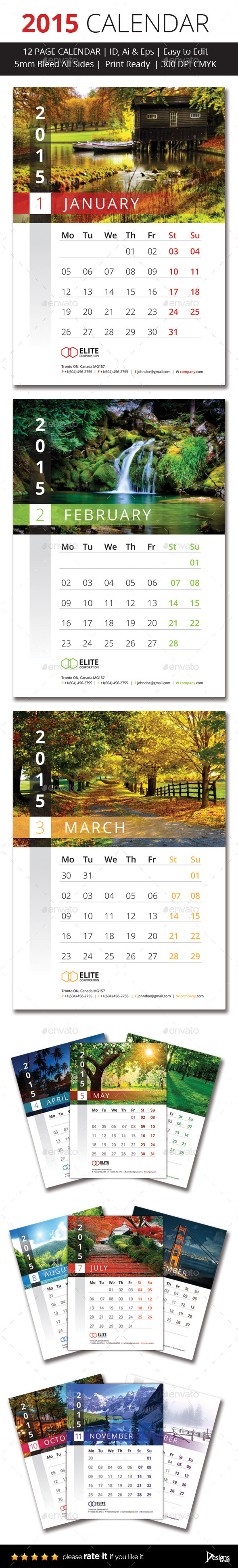 2015 Wall Calender - Calendars Stationery