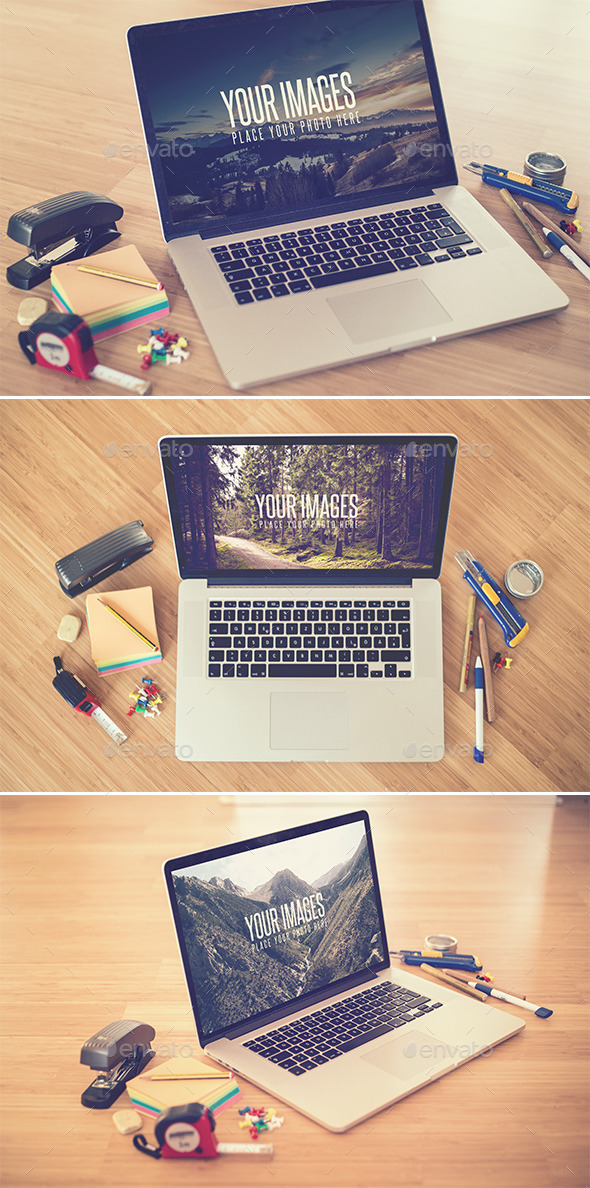 Desk II - Realistic Mock Up - Laptop Displays
