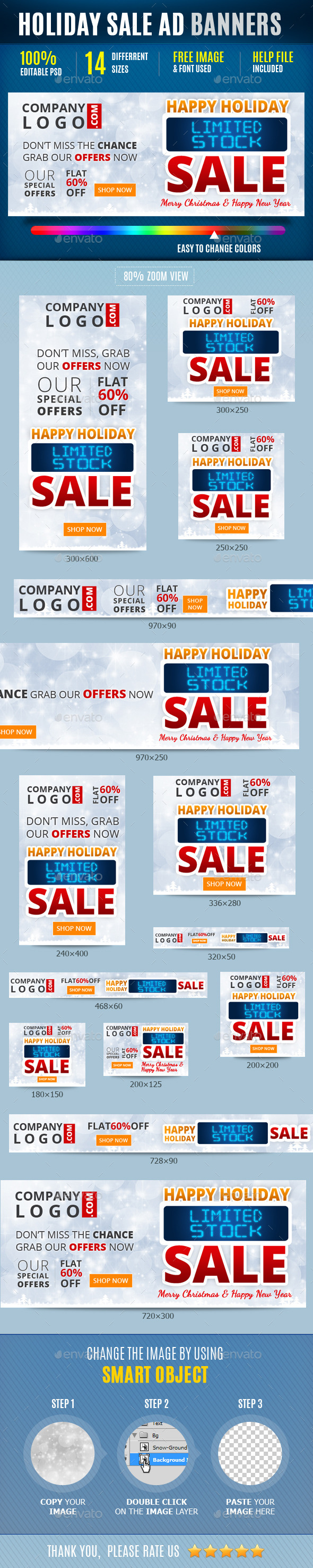 Holiday Sale Web Ad Banners - Banners & Ads Web Elements