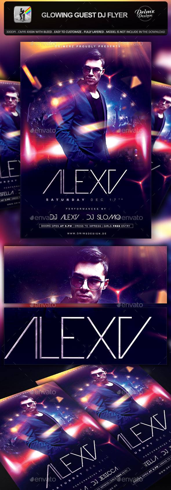 Glowing Guest DJ Flyer - Events Flyers