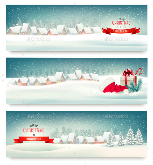 Holiday Christmas Banners with Villages - Christmas Seasons/Holidays